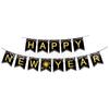 Nuevo 2025 Feliz Año Nuevo Mantel Dorado Negro Juego de Vajilla Vasos de Papel Platos de Papel Servilletas de Papel