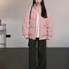 Jaqueta de Algodão com Penas Feminina 2025 Novo Estilo Gola Alta Solta Casaco de Algodão Inverno Engrossado Quente Jaqueta Puffer de Casal Roupa Exterior de Algodão
