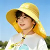 Chapéu de Proteção Solar Infantil, Chapéu de Sol de Verão para Uso Externo com Aba Larga para Meninas, Meninos e Bebês, Chapéu Cachecol com Proteção UV para o Pescoço