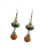 Nuevos Pendientes Largos de Grava Colorida Estilo Chino Pendientes de Botón Retro Francés Hechos a Mano Pendientes de Borla de Temperamento Elegante de Nicho