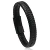 Pulsera trenzada de cuero multicolor de estilo simple nuevo europeo y americano con hebilla magnética de aleación, pulsera versátil retro para hombre, accesorios de joyería
