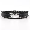 Pulsera de Cuero con Símbolo de Infinito Popular Europeo y Americano, Personalizada con 8 Caracteres de la Suerte, Pulsera de Cuero Trenzado Multicapa de Piel de Vaca