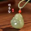 Pingente Buda Maitreya Jade Natural Hetian Feminino Cabeça de Buda de Jade Colar com Pingente de Jade Pequeno Buda Risonho Pingente de Jade Gong