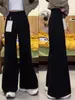 Jeans de Pierna Ancha de Cintura Alta Versión A Negra para Mujer Otoño Talla Grande Sueltos Adelgazantes para Tipo de Cuerpo Pera Cubre Cadera Pantalones Rectos