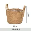Tejido de Hierba Nórdico Plegable Cesta de Flores Tejida de Pasto Marino Mimbre Tejido Almacenamiento Plantas Verdes Maceta de Cemento Sala de Estar Moderna Simple
