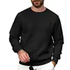 Moletom de outono masculino com gola redonda e padrão xadrez texturizado, estilo europeu e americano, blusa de manga longa canelada casual masculina