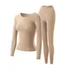 Nueva ropa interior térmica antibacterial de otoño e invierno 10A para mujer, que embellece la piel, ultradelgada, de alta elasticidad, de manga larga, capa base de Camelia