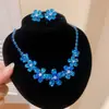 ¡Precioso y deslumbrante! Collar con colgante de flor de circón y gota de agua, cadena para la clavícula estilo corte vintage, joyería de lujo ligero y sensación de alta gama