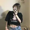 Camiseta Retrô Americana de Manga Curta para Mulheres Verão 2025 Novo Estilo Curto Ins Super Quente e Slim Sexy Tendência Marca Estilo Coreano Top