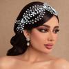 Diadema de pedrería para el cabello Amazon, Cruz de pedrería, Forma curva, Tocado de novia, Diadema para el pelo prensado, Accesorios para vestido de novia DZ049