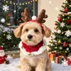 Nueva Diadema de Astas Navideñas para Mascotas, Pajarita para Mascota Estilo Campana con Cordón Elástico, Tamaño Ajustable
