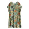 Foto real de Nuevo en Stock Verano Talla Grande Algodón-Lino Fino Floral Vintage Artístico Largo hasta la Rodilla Vestido Midi para Mujer con Estilo Elegante