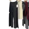 Calça Wide Leg de Lã Sem Costura Lazy B para Mulheres 2025 Outono/Inverno Nova Reta Emagrecedora Bainha Dobrada Comprimento Total