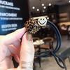 Japonês e coreano leopardo impressão rosto sorridente quadrado elástico acessórios para o cabelo elástico de alta elasticidade elástico corda cabeça moda all-match cabelo banda acessórios de cabeça
