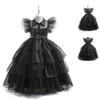 Vestido Puff de Tela para Meninas da Amazon Cosplay Personagem Wednesday Festa Performance Vestido Longo para Crianças Pequenas