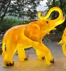 Escultura Luminosa de Fibra de Vidrio con Forma de Elefante Grande, Escultura de Elefante Luminoso, Luz de Paisaje Luminosa con Forma de Animal para Turismo Cultural al Aire Libre