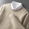 Nuevo Suéter de Punto Base Suelto Talla Grande para Otoño e Invierno Suéter de Cachemira para Negocios Suéter Versátil de Cuello Redondo para Hombre