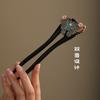Novos acessórios de cabelo chineses em forma de U, grampos de cabelo de madeira azul e preta queimada, grampos de cabelo de nicho antigo para mulheres, grampos de cabelo duplos diários, acessórios de cabelo Cheongsam