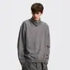 Suéter masculino com gola assimétrica de camada dupla, cinza, espessado, estilo pullover, tricô de gola alta, nova coleção outono/inverno
