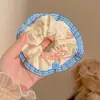 Bufanda Cuadrada de Cuadros Azules Coreana con Lazo, Goma para el Cabello, Diadema de Alta Gama para Mujer, Cuerda para el Cabello, Diadema de Moda, Accesorios para el Cabello