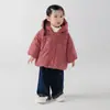 Jaqueta de Penas Hao Beibei 25190 com Capuz para Crianças, Roupa de Exterior Estilo Coreano para Bebês, Casaco Curto Quente de Inverno