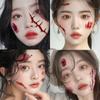 Calcomanía de Tatuaje de Halloween Simulación Facial Desechable Cicatriz Horror Hombres y Mujeres Puntada Maquillaje de Fiesta Cicatriz Atractiva