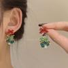 Pendientes navideños de otoño e invierno nuevos pequeños y frescos pendientes de estrella de árbol de Navidad con ambiente festivo, exquisitos y únicos con sensación brillante.