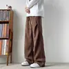 Pantalones deportivos retro americanos con estampado de trigo para hombre, primavera/otoño 2026, marca de moda, corte limpio, pantalones casuales anchos rectos fluidos