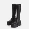 Botas Longas Esticadas de Solado Grosso Picantes Petite, Botas de Cano Alto que Aumentam a Altura, Emagrecimento e Cobertura das Pernas, Botas Longas Doces e Descoladas, Botas Slim com Saltos Grossos