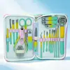 Bolsa com Zíper Verde do Fabricante em Estoque, Conjunto de 22 Peças para Manicure e Pedicure, Incluindo Alicate de Cutícula, Removedor de Cutícula e Tesoura de Sobrancelha