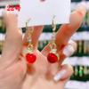 Aretes rojos de alta gama aretes únicos para mujer aretes estilo occidental 2023 nuevos aretes geométricos de nicho populares de moda