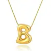 Collar con colgante de 26 letras del alfabeto inglés, chapado en cobre transfronterizo, oro real de 18k, liso, de burbuja de globo, gordito, lindo, versión Q