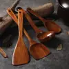 Espátula de madera maciza, espátula de madera de mango largo, espátula antiadherente, espátula para cocinar, espátula para freír, cuchara, utensilios de cocina