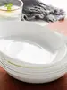 Plato de Porcelana Bone China Plato de Casa Plato Hondo Plato de Cena Cerámica Blanca Pura Juego Combinado Plato Hondo para Sopa Plato de Arroz Porcelana Blanca