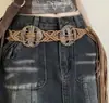 Cinturón Bohemio Cinturón de Estilo Étnico Cadena de Cintura Retro Trenzado Anudado Incrustado Hecho a Mano Estilo Vacacional Cuerda de Cintura para Mujer