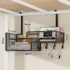 Estante de Almacenamiento en Pared para Dormitorio, Artefacto de Montaje en Pared junto a la Cama, Estante de Almacenamiento sin Taladro para Litera Superior de Dormitorio, Cesta Colgante para Snacks