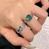 Anel Aberto Redondo de Zircônia Super Brilhante, Luxo Leve, Moda de Alto Padrão, Anel Simples para Dedo Indicador, Joia de Mão de Nicho Inspirada em Design para Mulheres