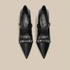 Zapatos de Punta para Mujer 2024 Otoño Nuevo Versátil Estilete Tacones Altos de Una Pierna Gran Cantidad Disponible