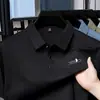 Camiseta Masculina com Gola Manga Curta 2025 Verão Nova Cor Lisa Camisa Polo Manga Meia Manga Top Versátil Masculino de Alta Qualidade