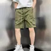 Pantalones cortos de trabajo rectos retro de moda con múltiples bolsillos para hombre, estilo callejero japonés holgados modernos versátiles