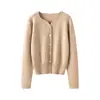 Cardigan Baicai de Veludo e Cashmere com Gola V 2026 Novo Versátil Malha Artística Ondulada Macio e Amigo da Pele