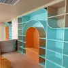 Estante de Leitura de Chão com Camadas, Grades de Leitura, Luzes e Grades de Leitura de Formato Especial, Madeira, Grande Biblioteca, Estante para Sala de Leitura Infantil
