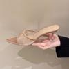 Sapatos Europeus Transfronteiriços Plus Size para Mulheres 2025 Primavera Novos Comércio Exterior Sandálias Slip-On com Strass Sandálias da Moda de Bico Aberto