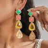Pendientes de Borla Geométricos de Gota de Agua de Resina Transfronterizos Europeos y Americanos, Pendientes Personalizados de Estilo Vintage, Pendientes de Lujo Ligero y Alta Gama