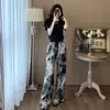Conjunto Esportivo Casual Estilo Coreano para Mulheres, Novo Modelo Verão 2026, Camiseta de Manga Curta Estilo Nacional com Calça com Pintura de Paisagem