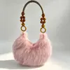 Bolsa Feminina de Ombro Estilo Chinês Tendência Chinesa Contas de Madeira Bolsa Bolinho Outono/Inverno Nova Moda Personalizada Criativa Bolsa de Axila