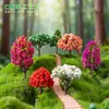 Árbol miniatura de flor de cerezo simulado, disponible en varios estilos; Adornos creativos de flores de plástico para maquetas de casas y paisajismo de villas