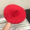 Boina Clásica Larga de Pelo de Conejo Color Sólido para Niñas Otoño e Invierno Nuevo Artística Simple de Felpa Sombrero de Pintor
