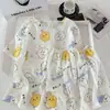 Comercio Exterior Venta al por Mayor Pijamas para Mujer Verano Algodón Nube Popular Cuello Redondo Versión Coreana Dibujos Animados Dulce y Linda Niña Ropa de Casa Moderna