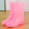 Botas de lluvia transparentes de gel moda zapatos impermeables engrosados botas de lluvia altas para adultos Zapatos de goma de trabajo para mujer cubrezapatos antideslizantes para cocina